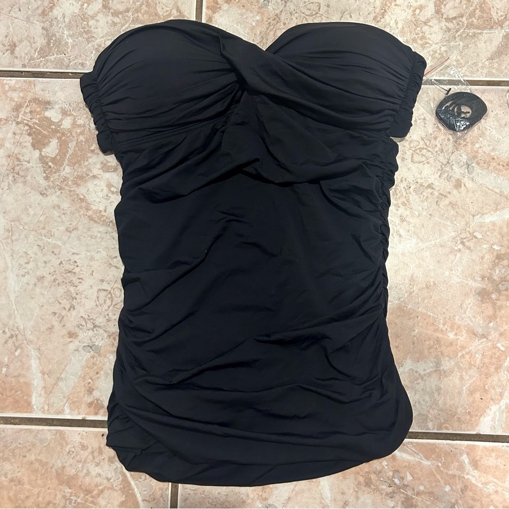Carmen Marc Valvo Black Ruched Swimsuit Top​